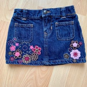 Old Navy: Denim skirt w/floral appliqués.  18-24mo